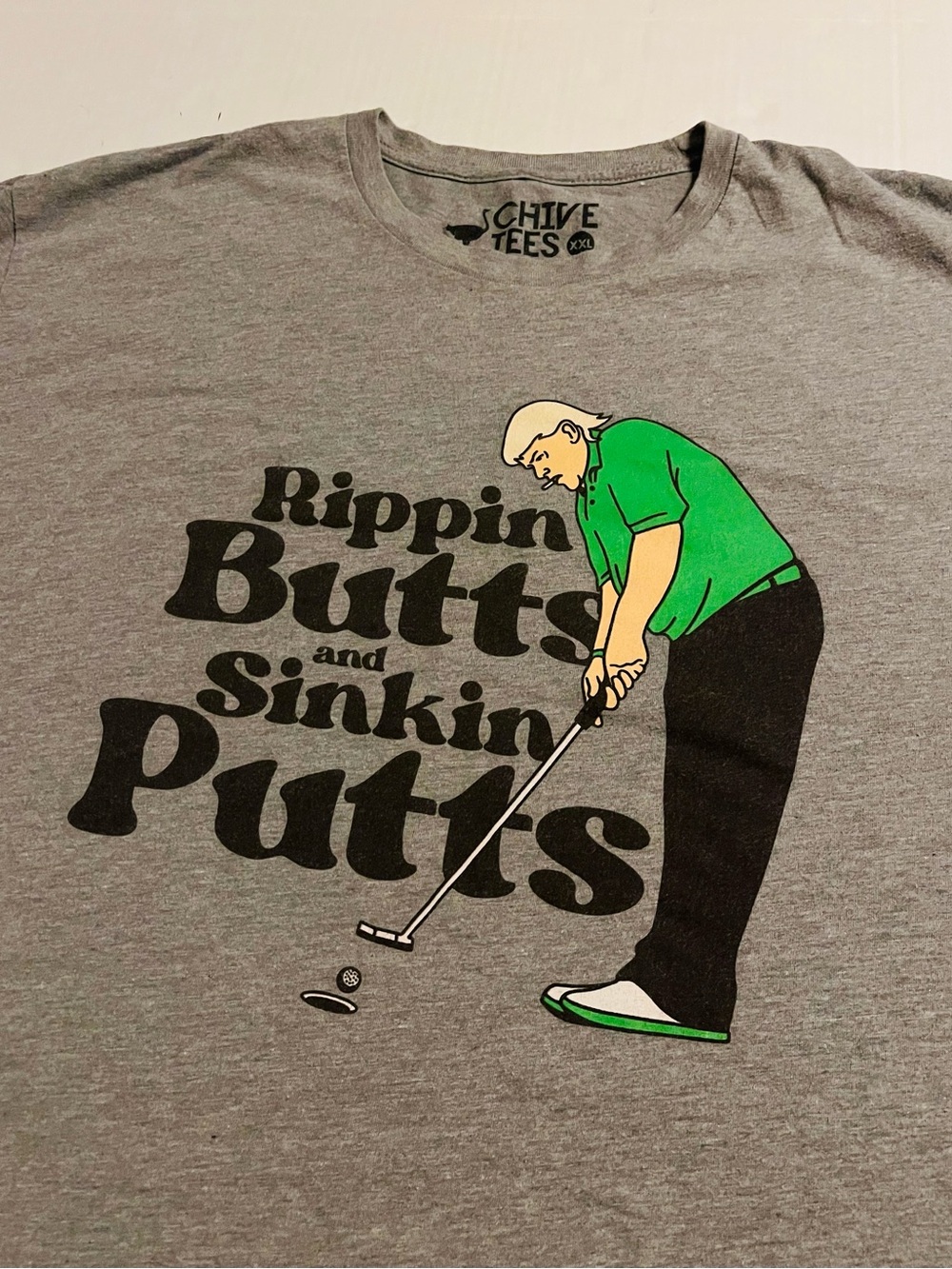 John Daly Golf Butts Putts Gray T-Shirt 2XL Chive Funny Gilmore PGA Tour Course